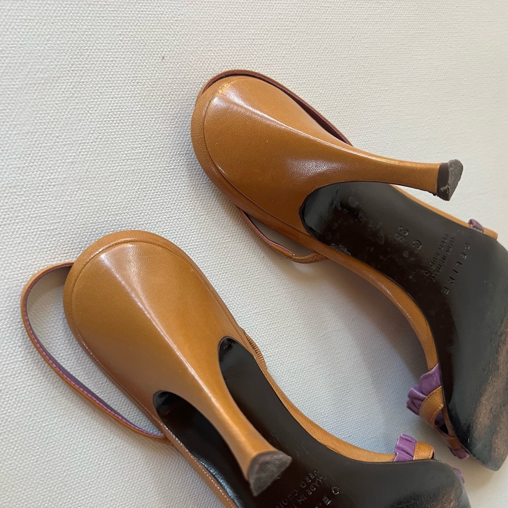 Celine slingback ruffle purple and tan heel size 38 - Picture 5 of 9